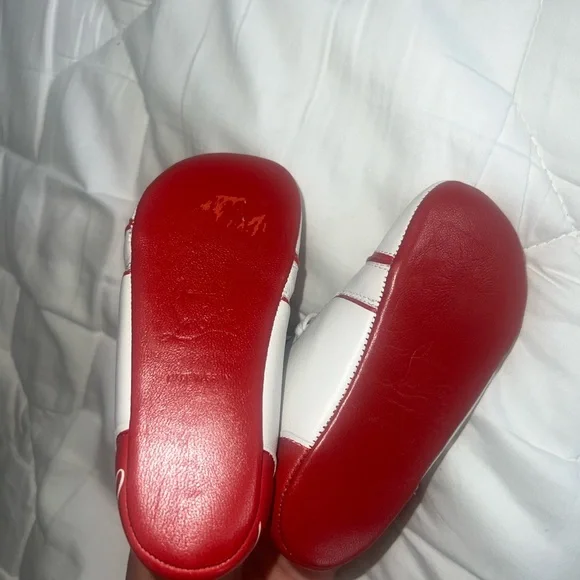 Christian Louboutin Red and White Baby Walkers leather